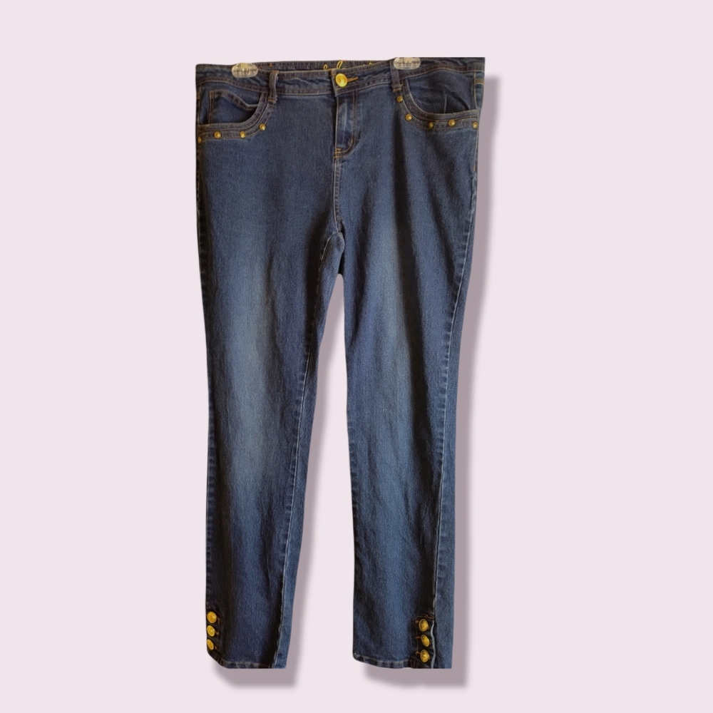 Jazzie stretch junior's dark wash with gold embellishing jeans